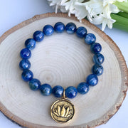 The Jewel Mama. Yoga collection. Yoga bracelets. Kyanite. Lotus. Kyanite bracelet. Buy. Shop. Crystals.