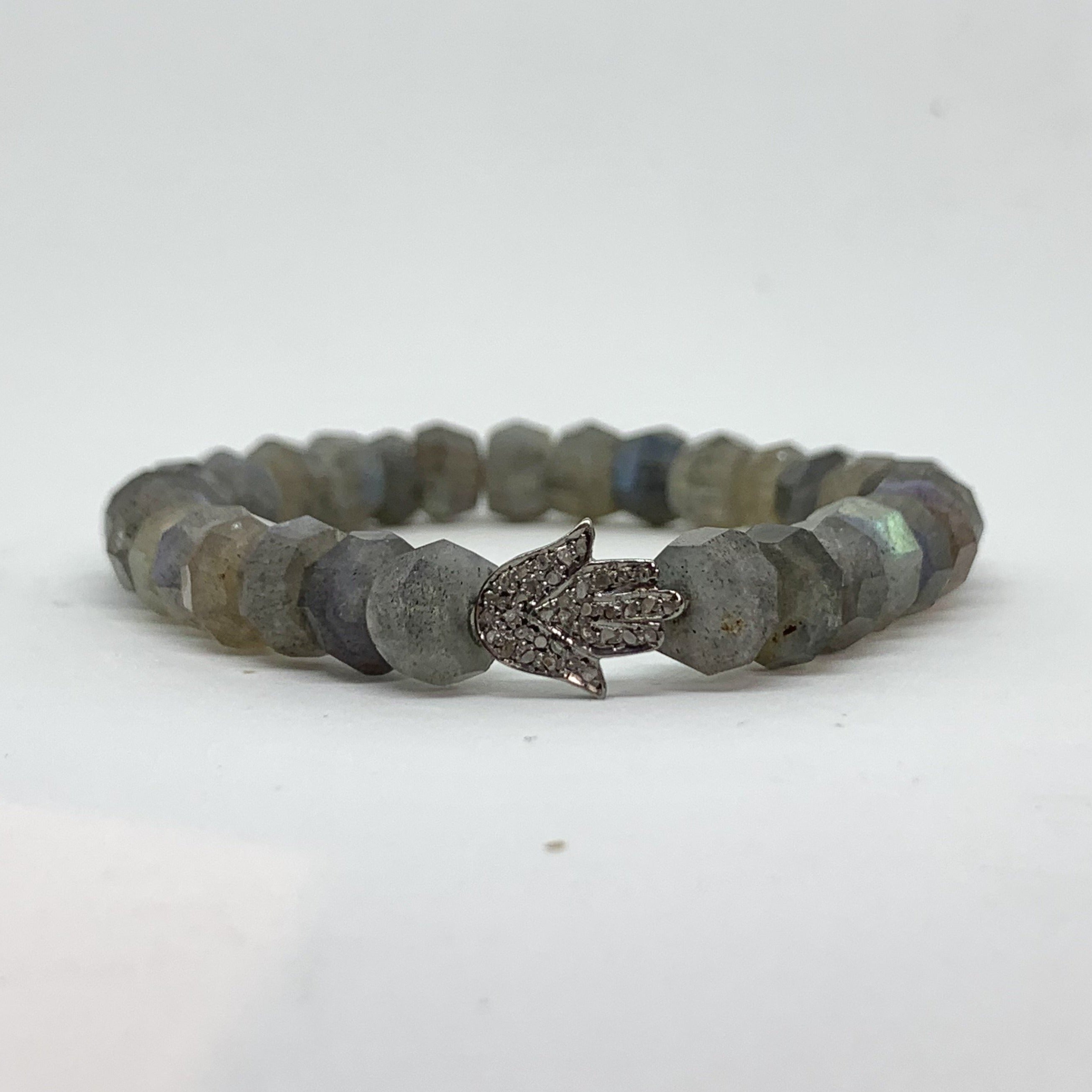 Labradorite with Diamond Hamsa